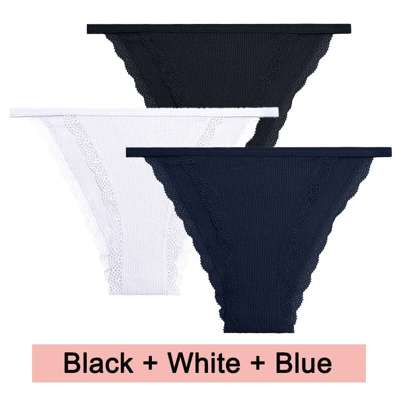 3PCS/Set Lace Women Panties Cotton Underwear Female Lingerie Sexy Panties for Female Intimates Finetoo Ladies Lace Pantys S-XL