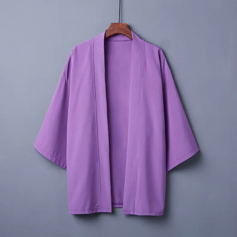 Vintage Pure Color Casual Cardigan Kimono Outerwear