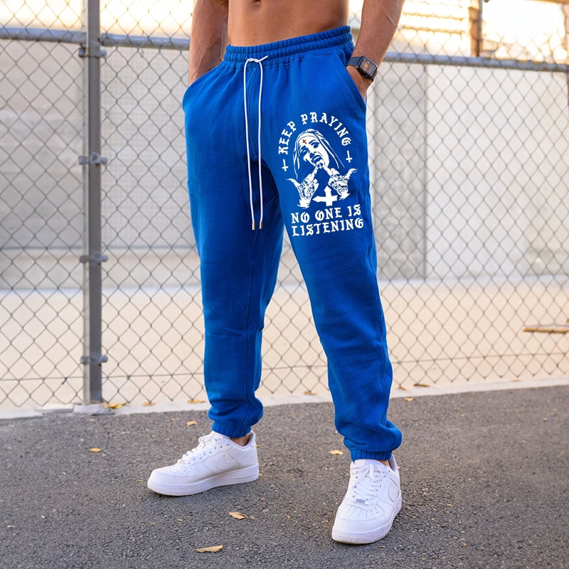 KEEP PRAYING NO ONE IS LISTENING Nun Graphic Joggers