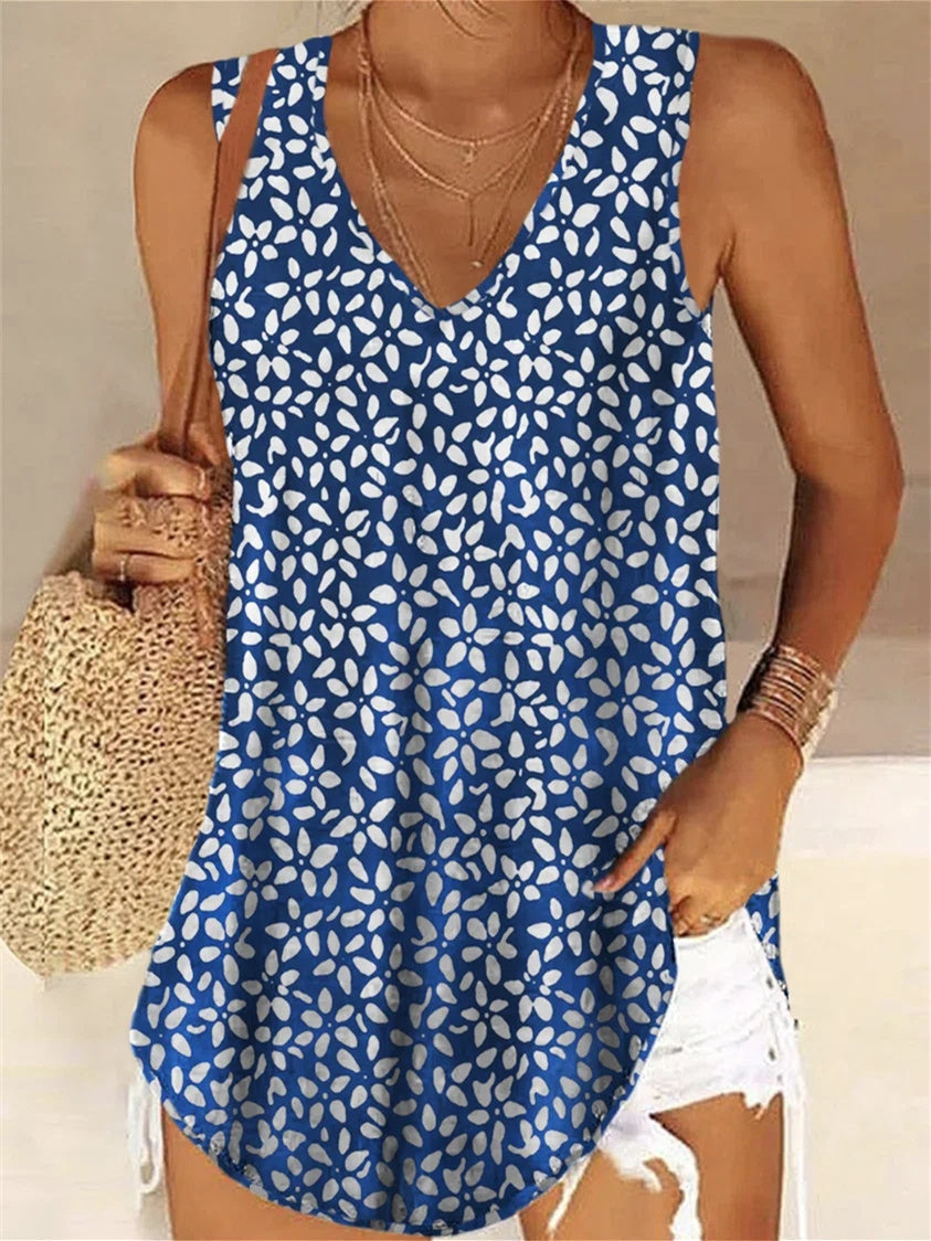 Women Long Sleeve V-neck Graphic Floral Printed Top