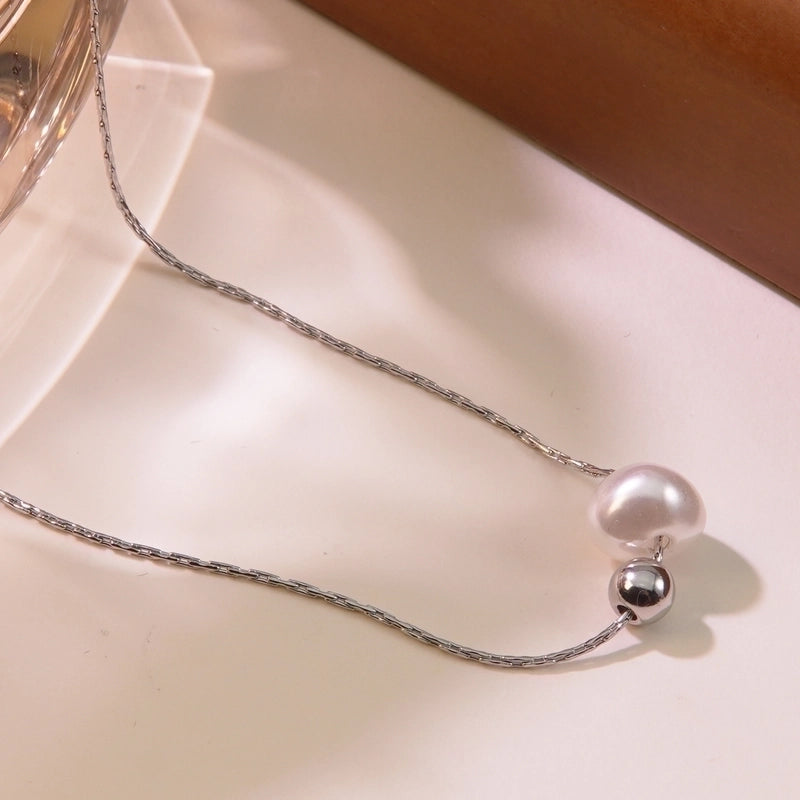 Sweet Minimalist Solid Color 304 Stainless Steel 18K Gold Plated Plating Pendant Necklace