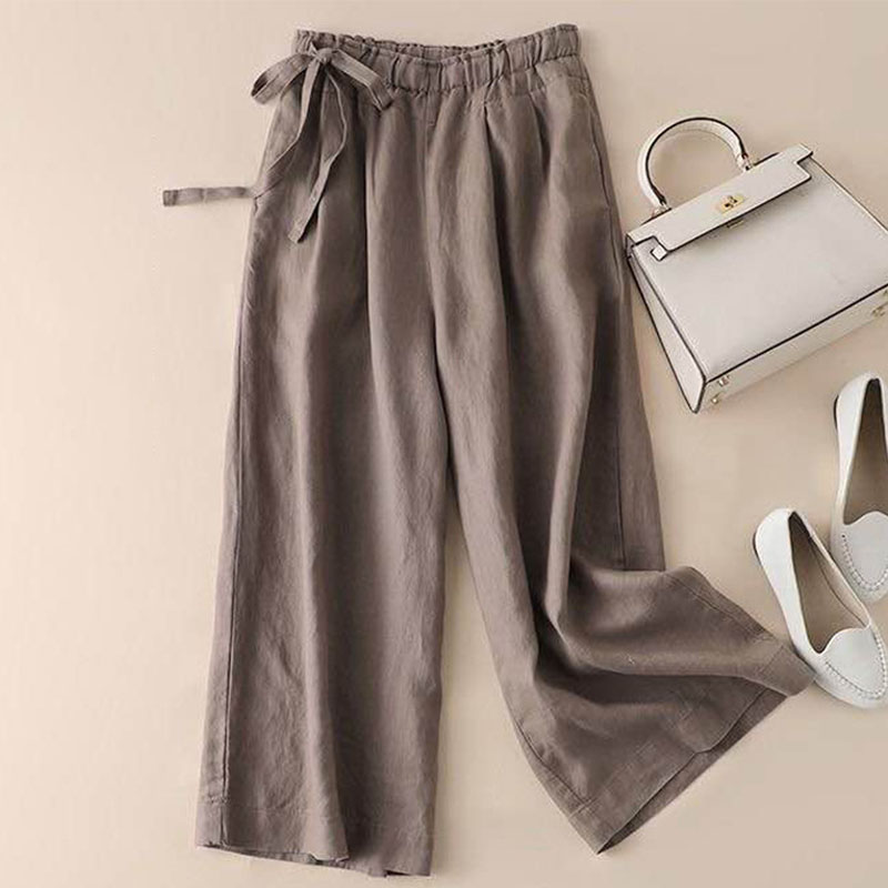 New style thin cotton and linen wide-leg trousers