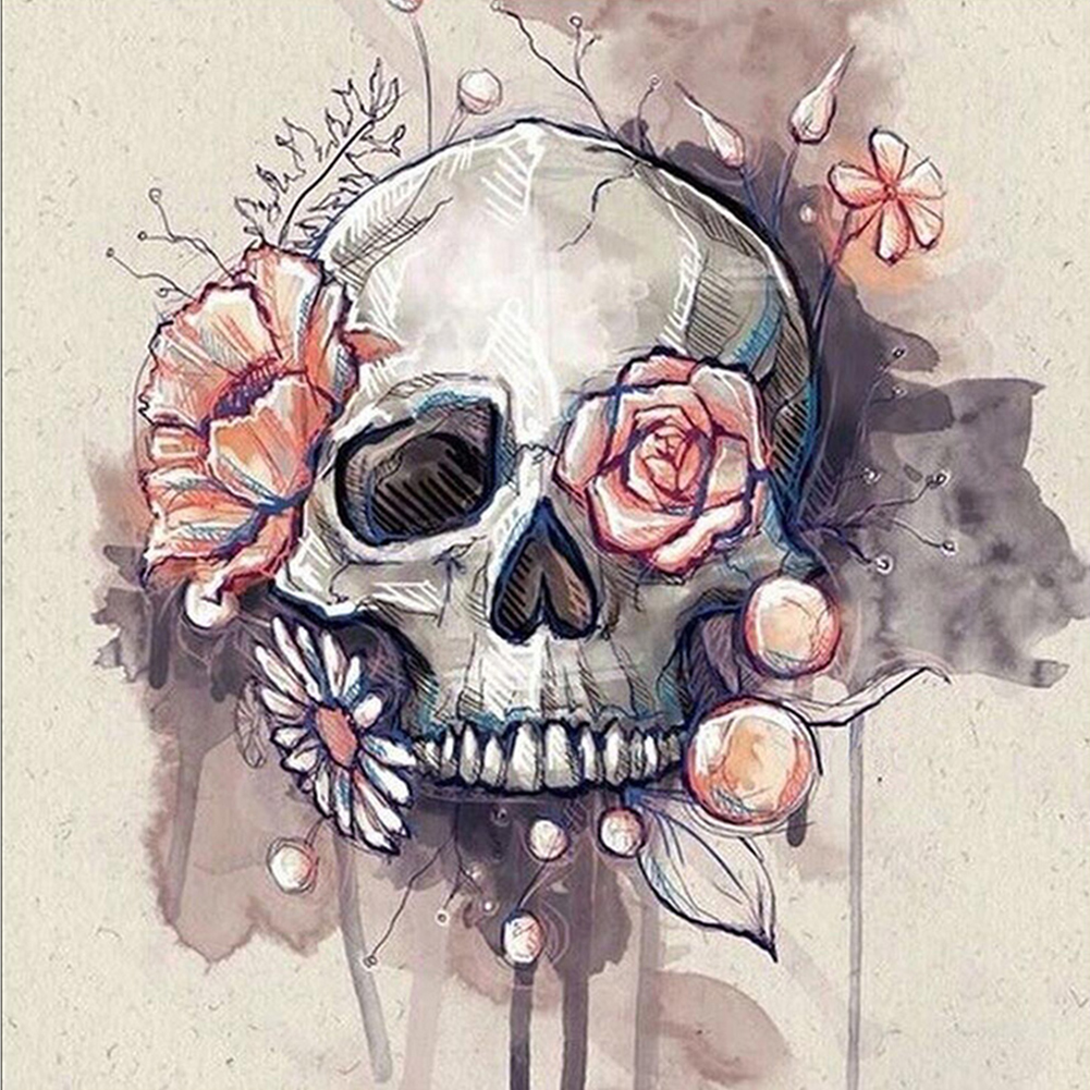 

30*30CM-Round Drill Diamond Painting-Skeleton Flower, 501 Original