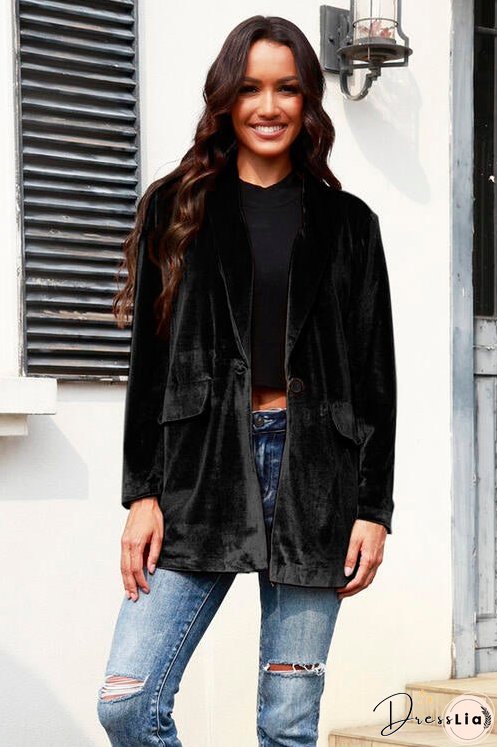 Button Up Pocketed Long Sleeve Jacket