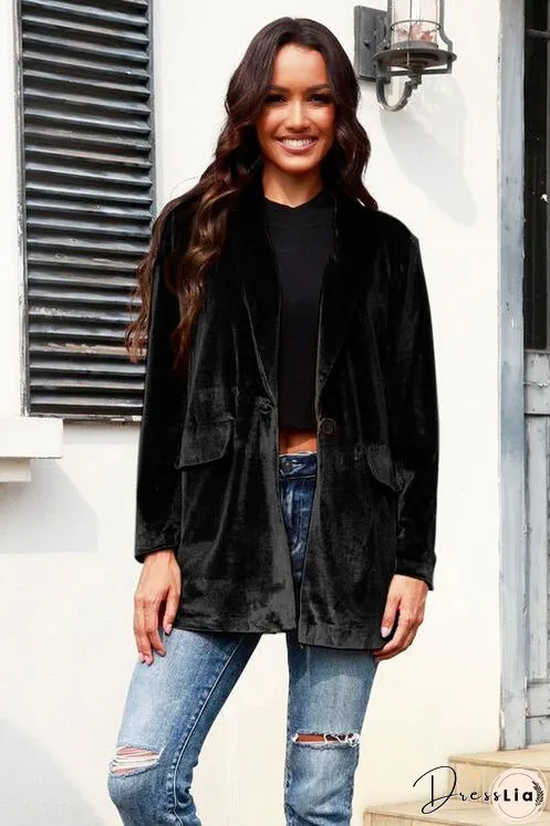 Button Up Pocketed Long Sleeve Jacket