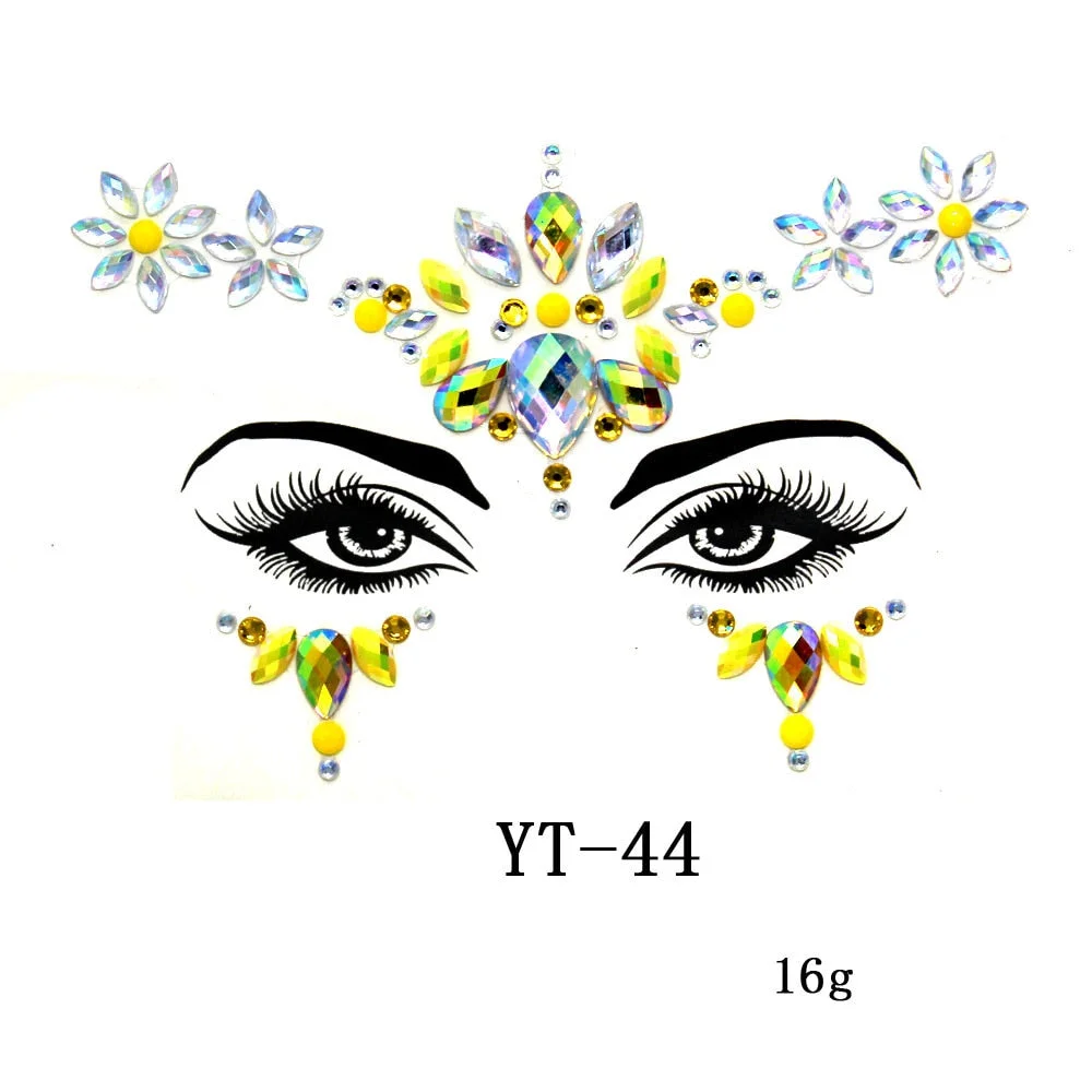 Facial Rhinestone Natural Resin Face Sticker Rhinestone Tattoo Makeup Party Christmas Party Face Decoration Makeup Stickers
