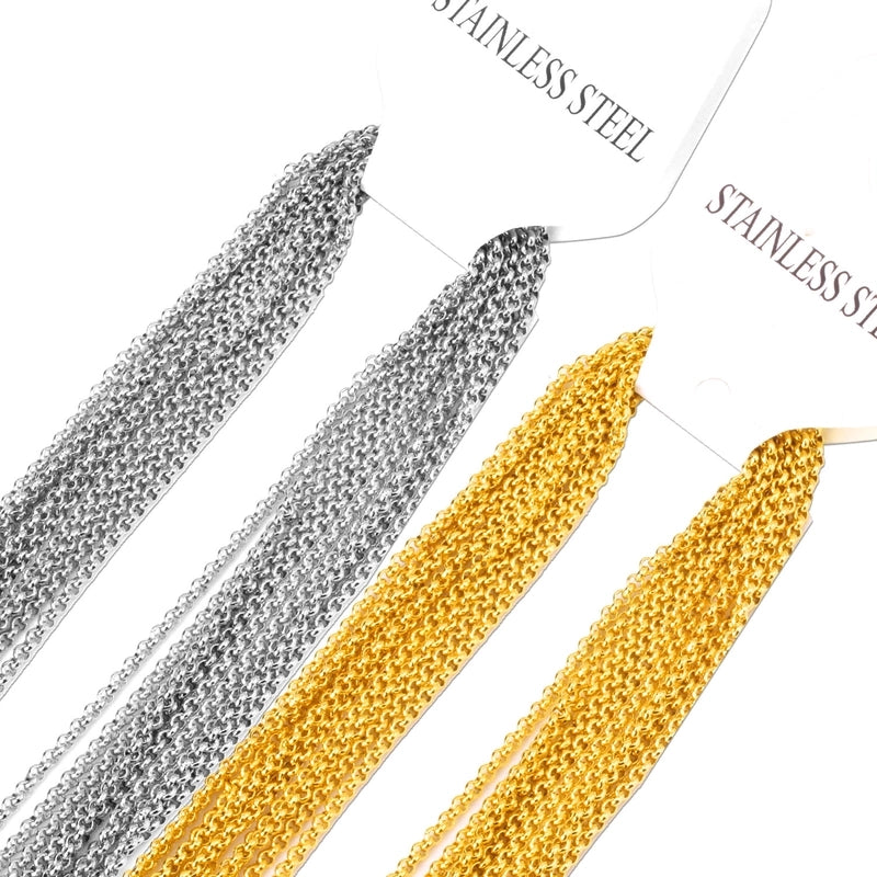 10 Pieces Per Pack 304 Stainless Steel 18K Gold Plated Cable Chain Jewelry Accessories