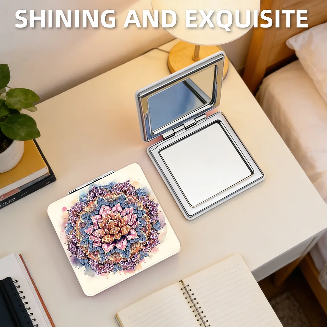 Mandala DIY Special Shaped Diamond Painting Compact Mirror Kits Diamond Art Painting Pocket Mirror for Adults and Beginners
