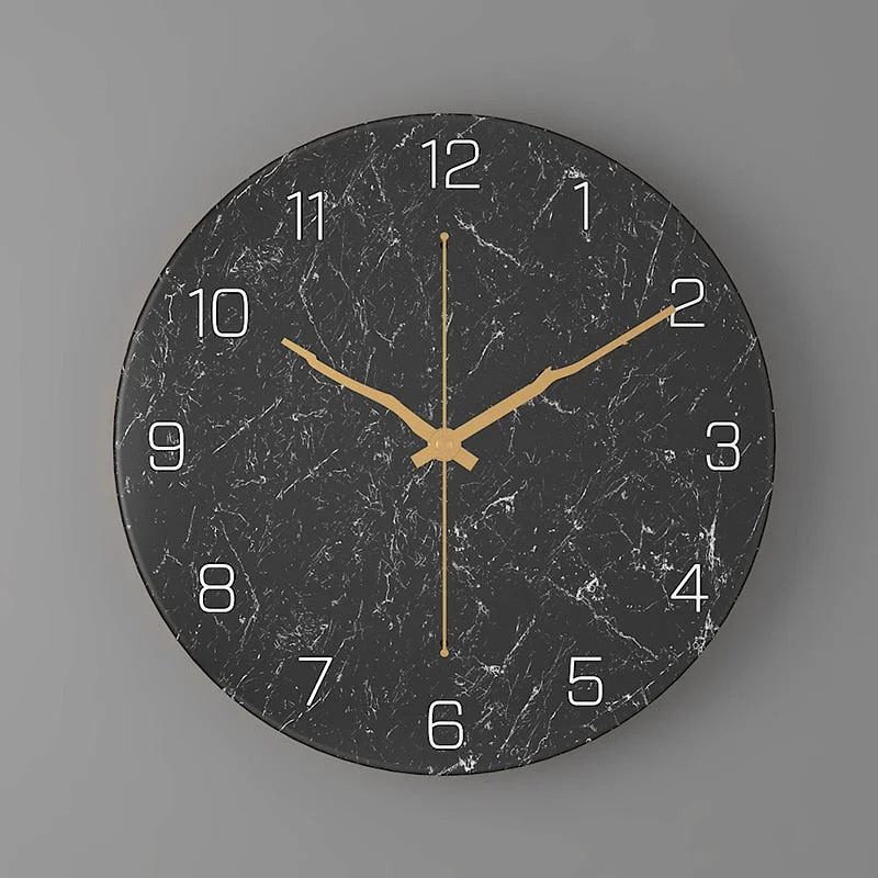 Imitation Marble Clock European Style  Home Living Room Fashion Creative Wall Clock Bedroom 30cm Metal Digital Clock