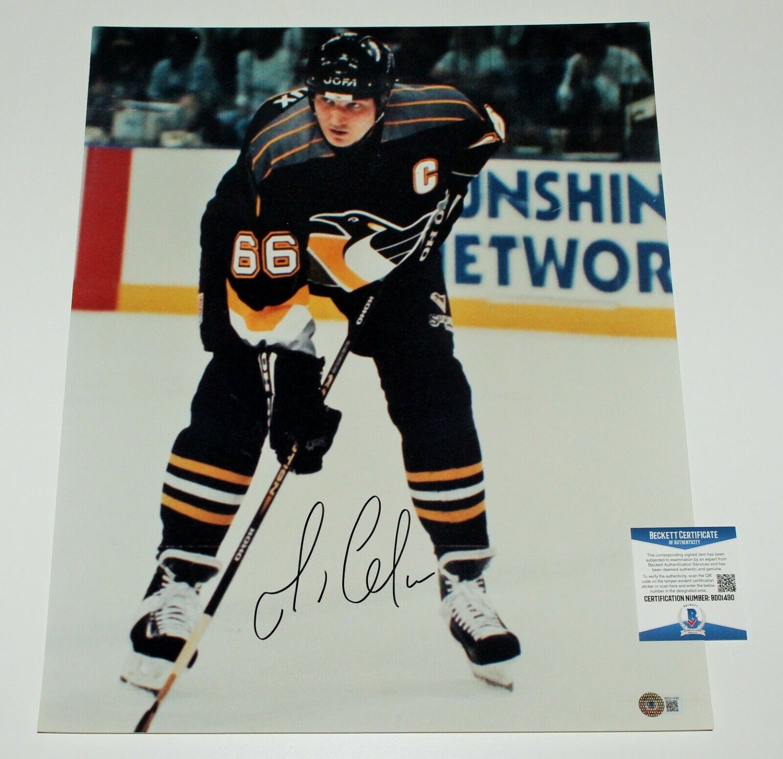 MARIO LEMIEUX SIGNED PITTSBURGH PENGUINS 16x20 Photo Poster painting BECKETT COA STANLEY CUP