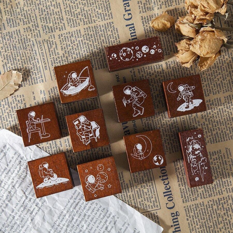 Wandering outer space wooden stamps-Himinee.com