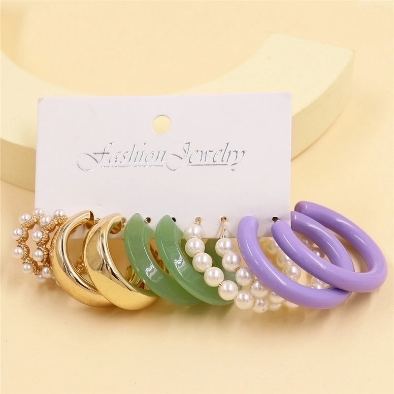 1 Set Minimalist Circle Heart Shape Butterfly Metal Plating Inlay Pearl Women’s Earrings