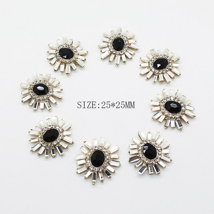 Sun Flower Shape Buttons 5pcs/set 25mm Glass Buttons Metal Alloy  button