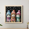 Trois Chats En Foret Rond D’Hiver Peinture Diamant-30*30CM