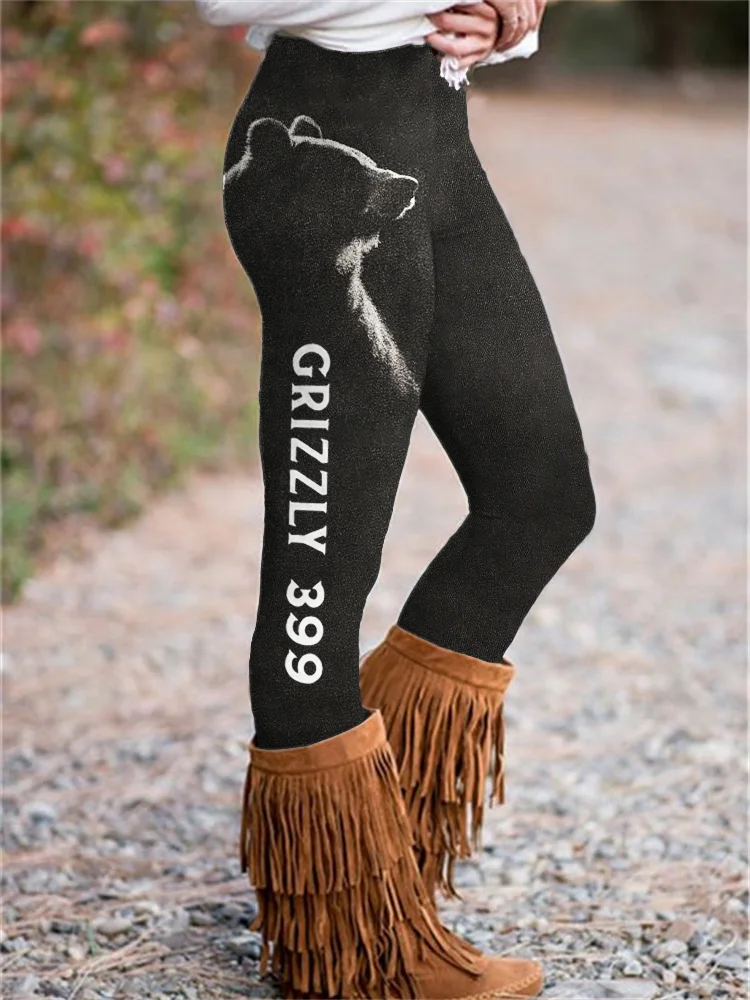 Western Bear 399 Animal Silhouette Women's Leggings