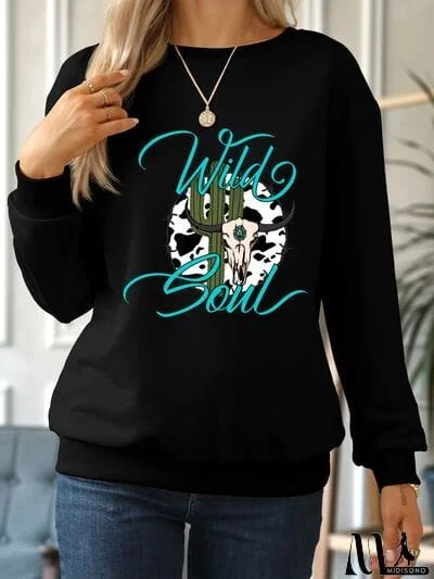 WILD SOUL Round Neck Dropped Shoulder Sweatshirt