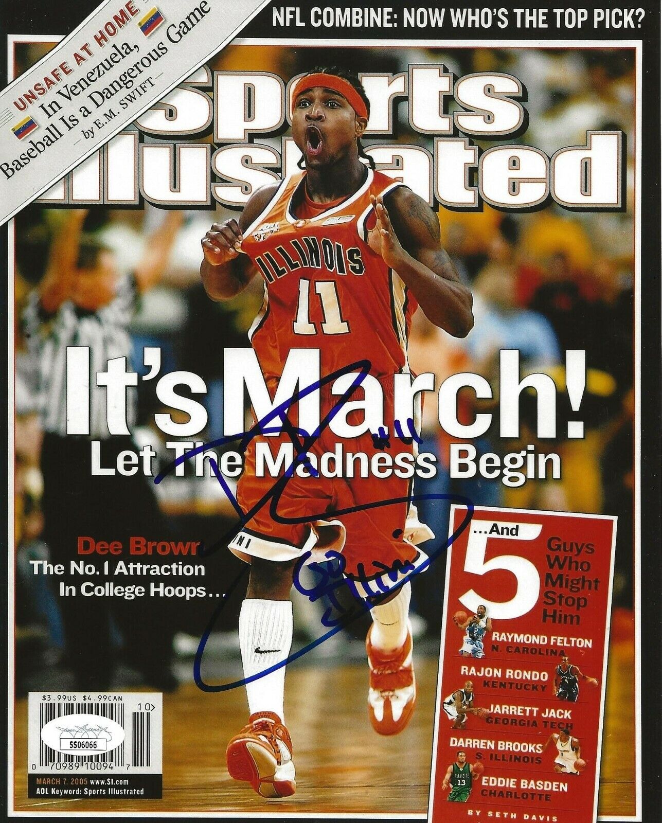 Dee Brown Illinois Fighting Illini signed SI Sports Illustrated 8x10 Photo Poster painting JSA