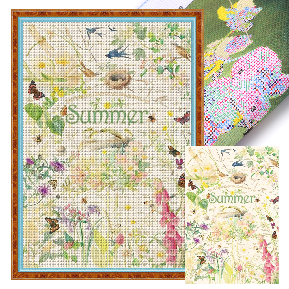 Summer Poster Full 11CT Pre-stamped Canvas(40*60cm) Cross Stitch
