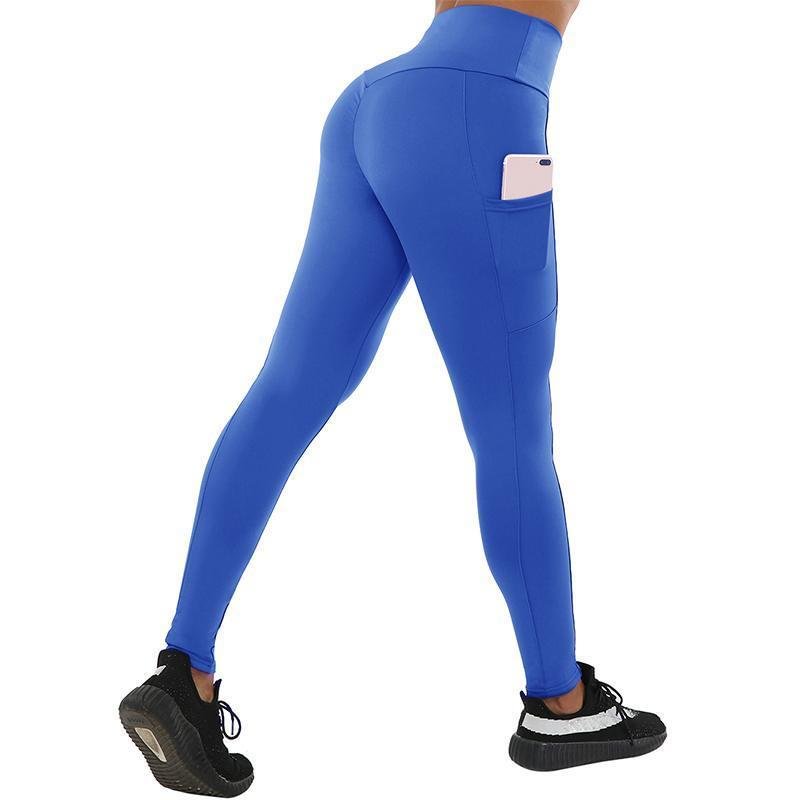 Fitness workout leggings - "V" shape blue - Squat proof - XS/XXXL-elleschic