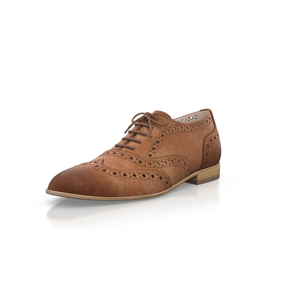 Brown Round Toe Block Heel Lace-Up Casual Oxford Shoes     Nicepairs