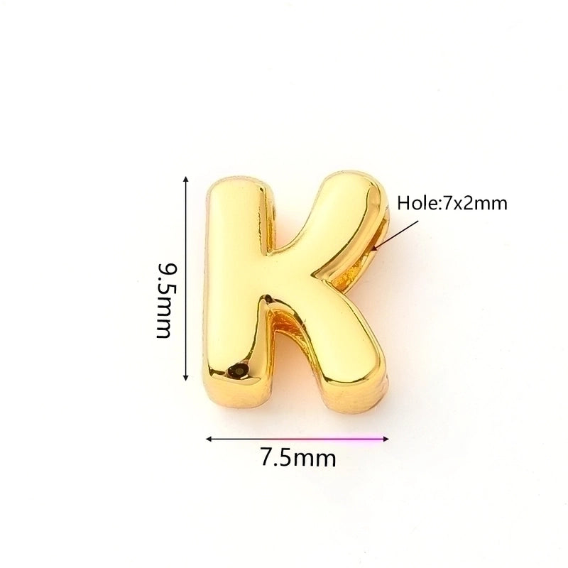 1 Pc/Package 9.5x6mm 9.5×7.5mm 9.5x8mm 7x2mm Copper 18K Gold Plated Letter Bubble Polished Beads