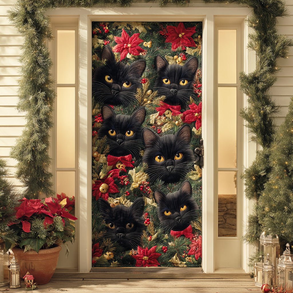 Black Cat Noel Charm Quilted Door Cover NCU0TD1512