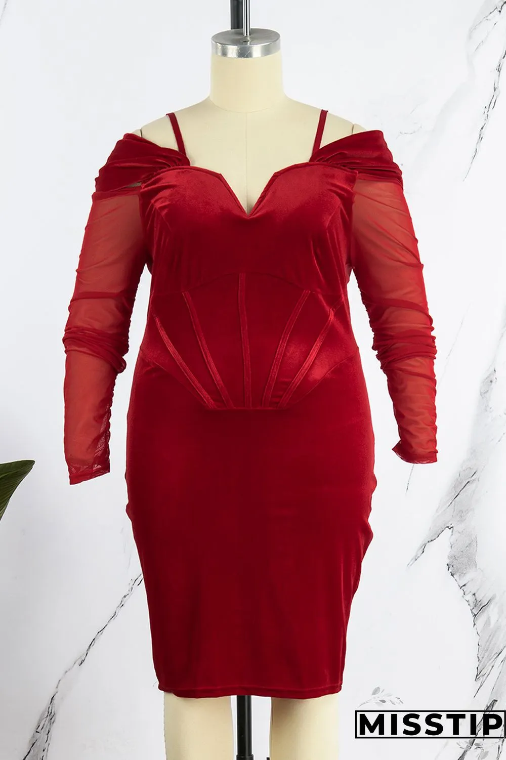 Green Sexy Casual Solid Patchwork Off the Shoulder Long Sleeve Plus Size Dresses