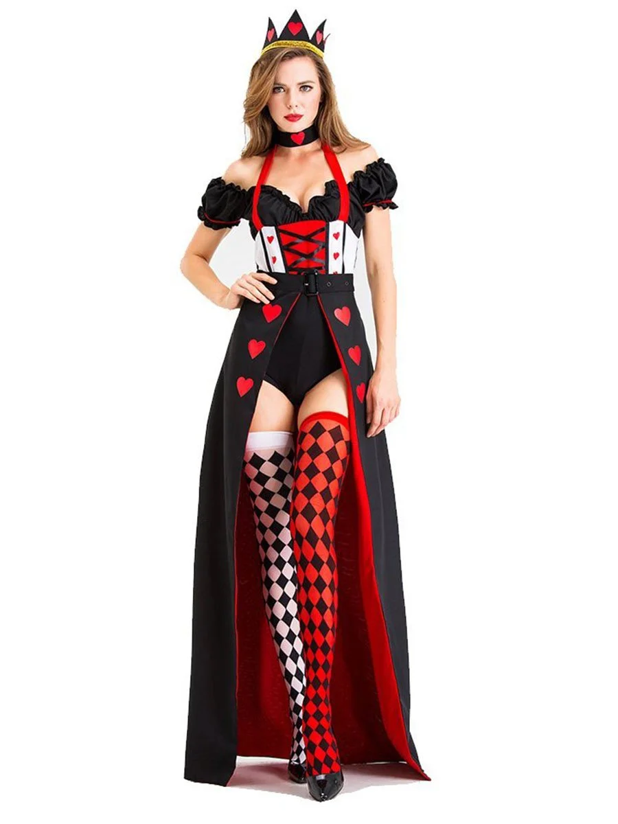 Halloween Cosplay Red Heart Queen Off-shoulder Costume