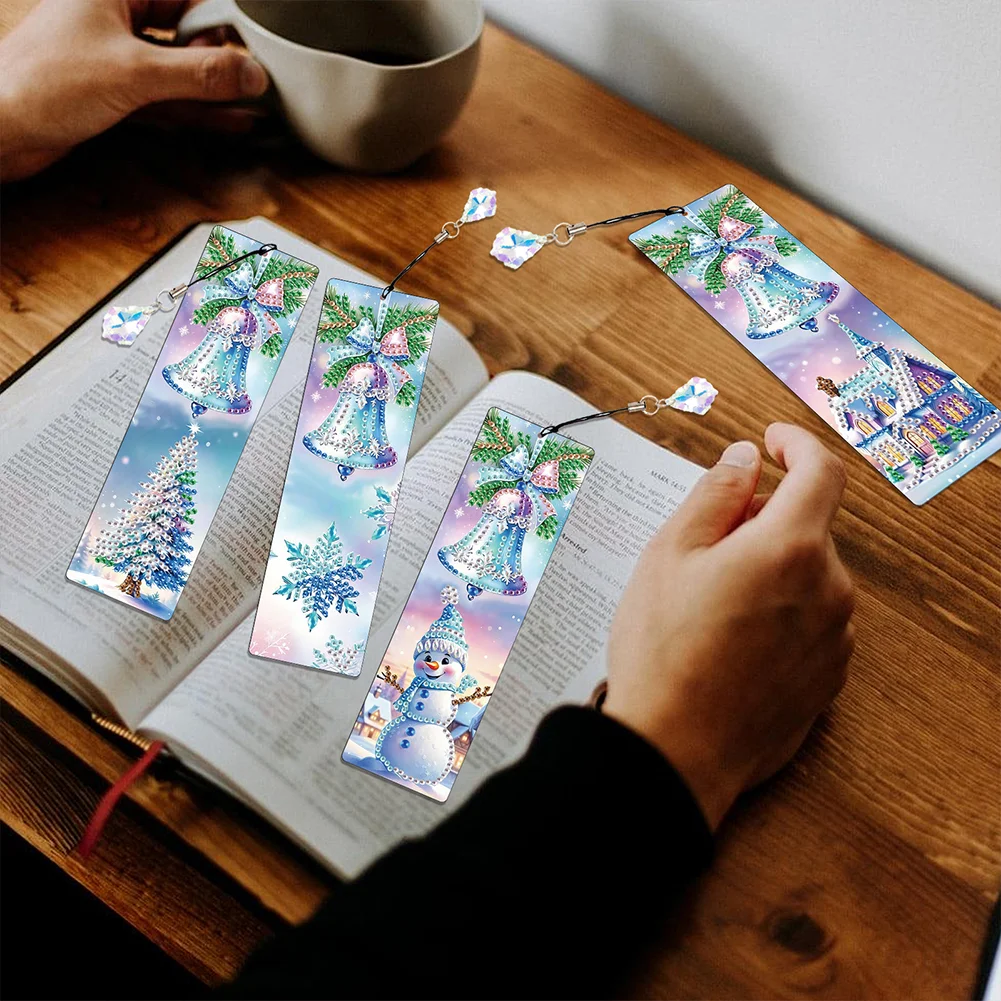 Santa Claus A5 Size Diamond Painting Notebook Set with 4Pcs Bookmark Gift