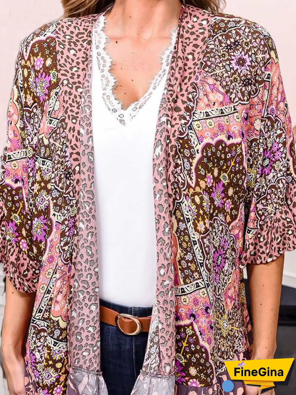 Casual Ethnic Autumn Natural Vacation Loose Half sleeve H-Line Regular Other Coat for Women