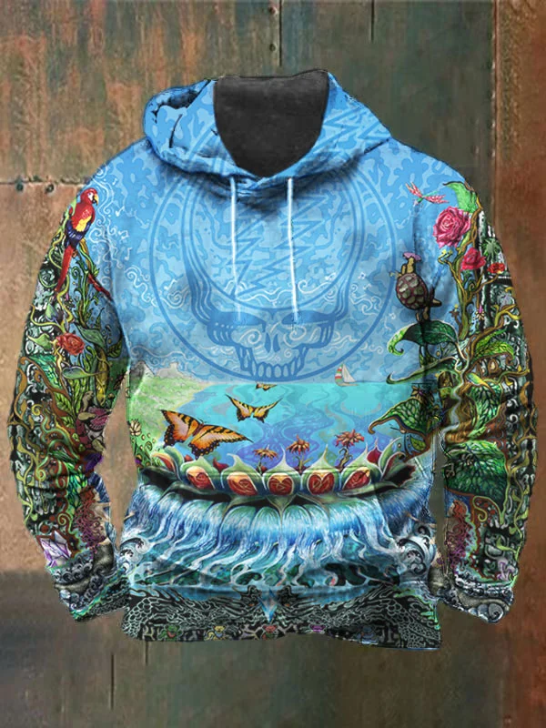 Unisex Skull Bear Butterfly Parrot Terrapin Rose Print Heavyweight Hoodies