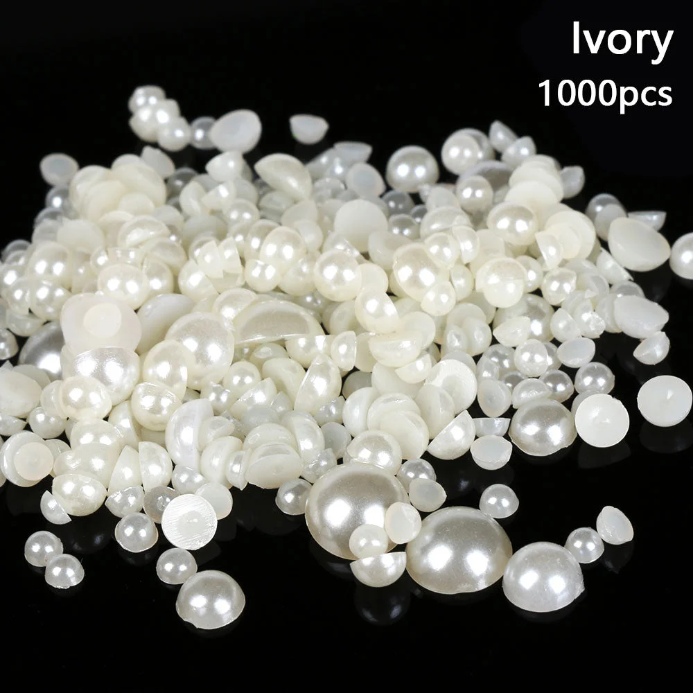 1000Pcs Mixed Size ABS Imitation Pearls Half Round Flatback Resin Pearls For DIY Craft Decoration Nail Art Garment Bead Stones