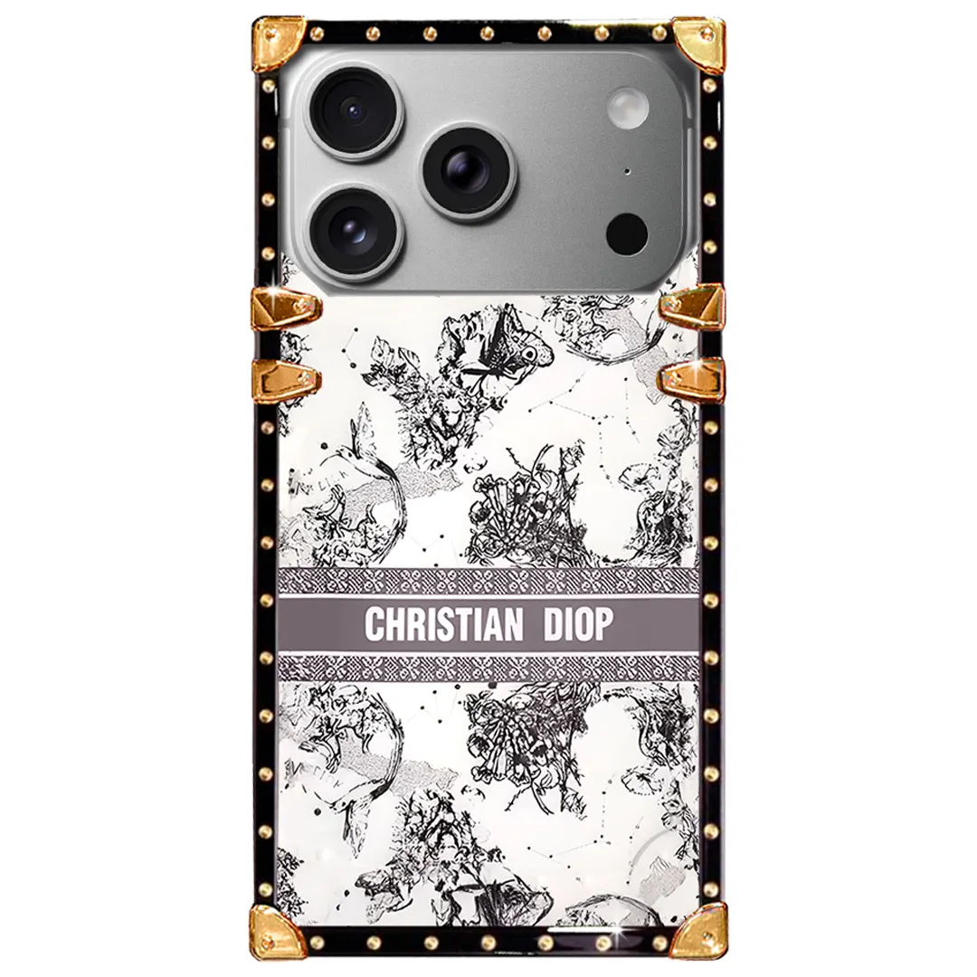 Christian Dior Mystical Toile Trunk Case | Vintage Gold-Studded Designer Phone Cover