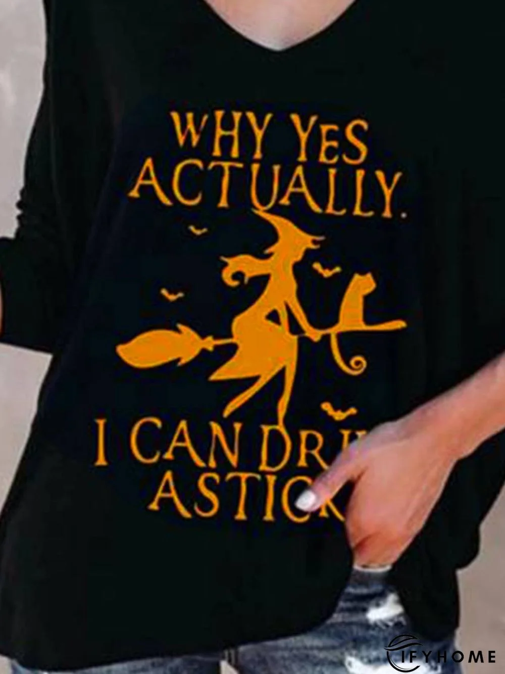 Casual Long Sleeve V Neck Printed Top | IFYHOME