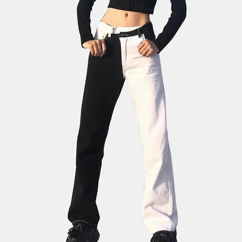 Black And White Two-Tone Pants