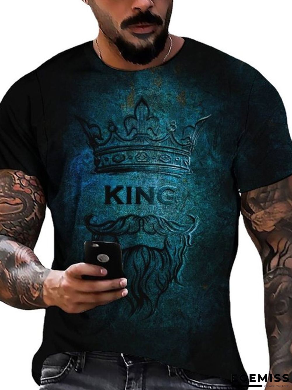 3D Digital Printing Letters Casual Loose Short Sleeve T-shirt | EGEMISS