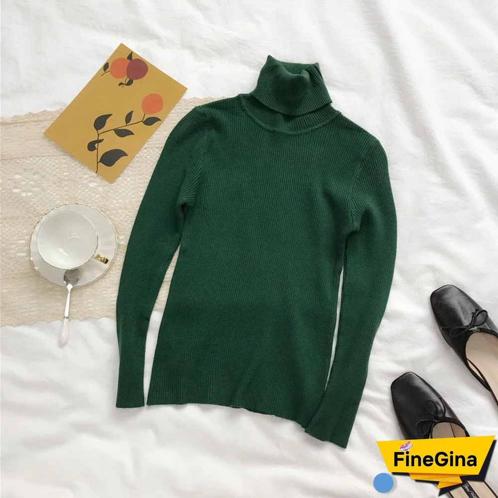Turtleneck Sweater Womens Autumn Winter Tops Korean Slim Women Pullover Jumper Knitted Sweater Pull Femme Hiver Truien