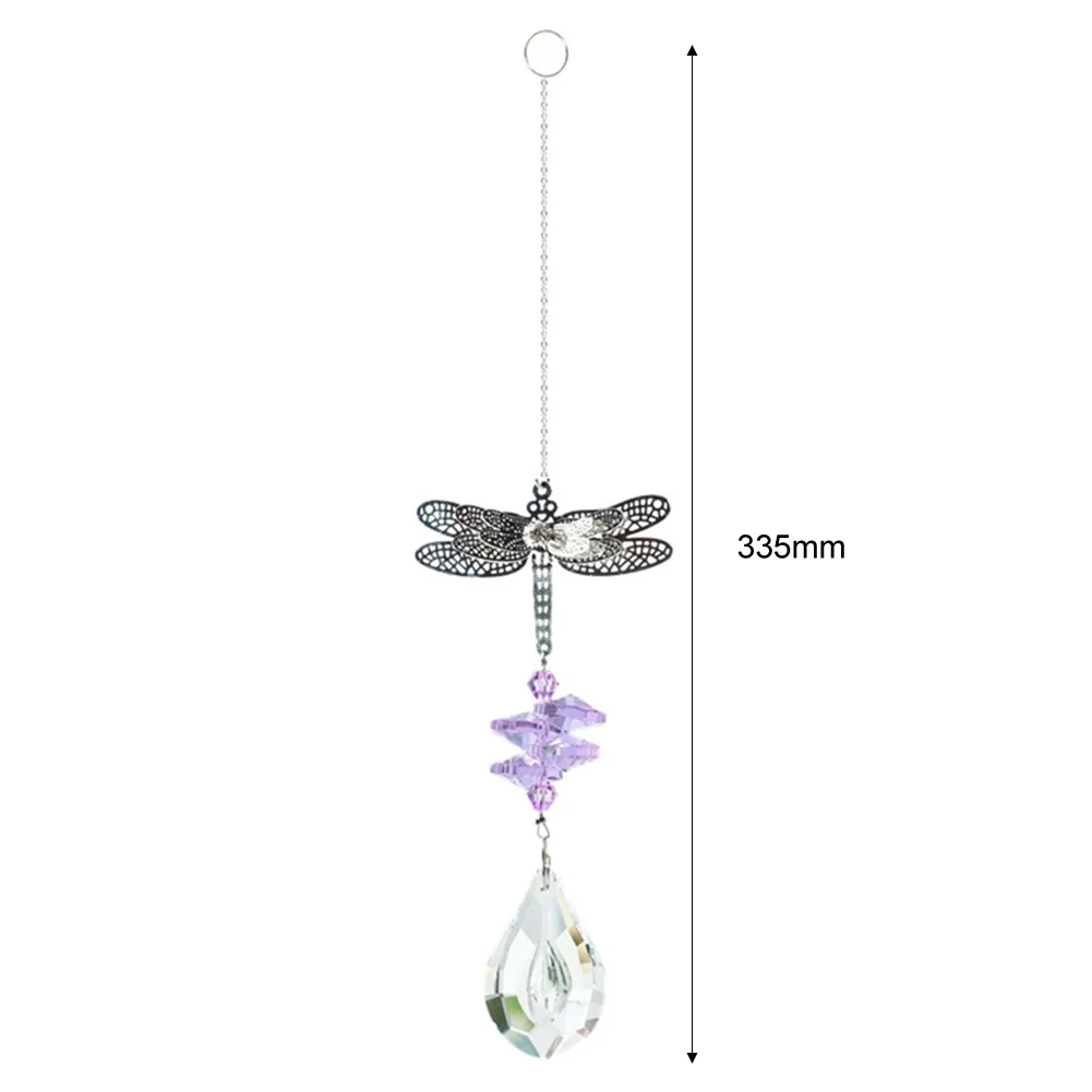 DIY Dragonfly Window Hanging Crystal Garland Suncatcher Pendant (Purple)