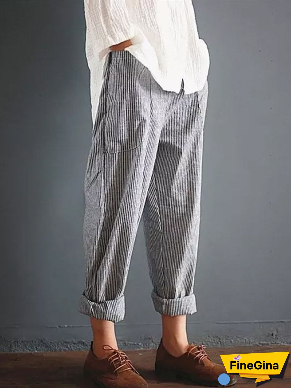 Women's Casual Striped Cotton Pants