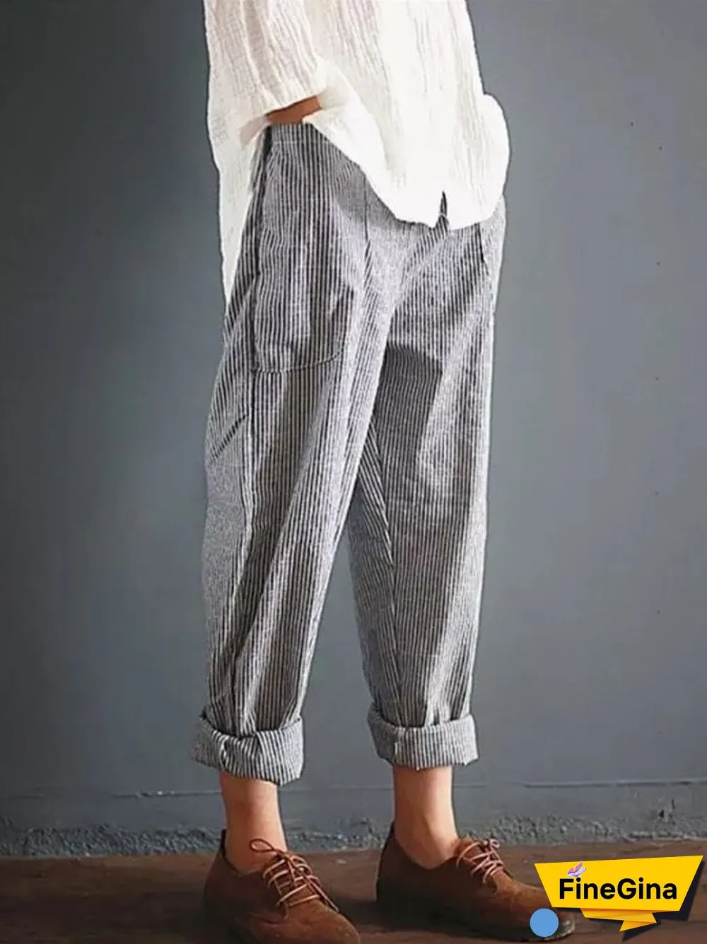 Women's Casual Striped Cotton Pants