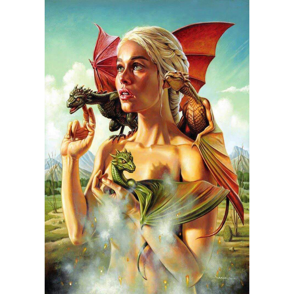 

30*40CM-Animal Girl-Round Drill Diamond Painting, 501 Original