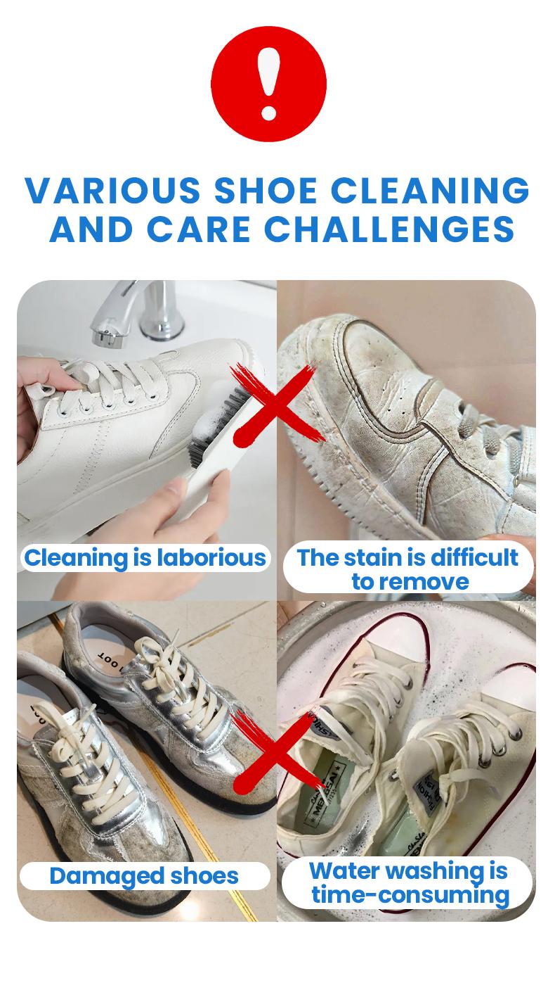 TikTokShopBlackFriday White Shoe Cleaner Cream (Multipurpose) – No-Wash Solid Cleaner with Sponge, Stain-Removing, Fits Leather, Silicone & Car Interiors