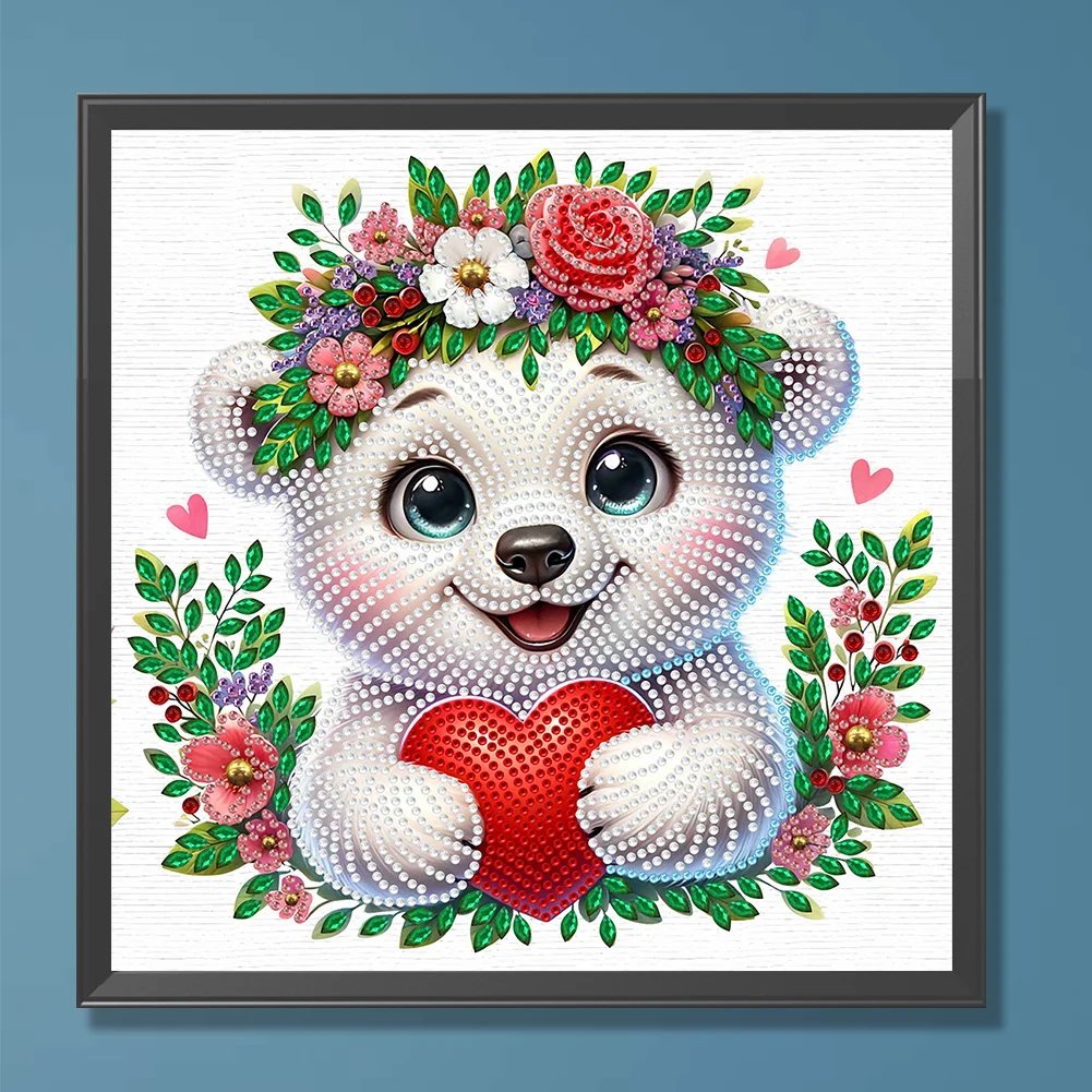 Diamond Painting - Partial Special Shaped Drill - Flowers Bear(Canvas|30*30cm)