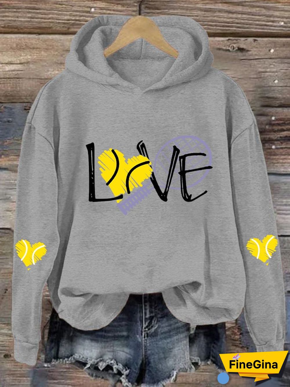 Women's Love Tennis Casual Hoodie