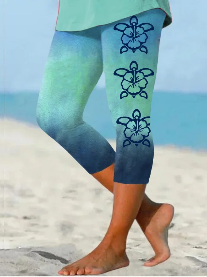 🔥Buy 3 Get 10% Off🔥Women's Hawaiian Sea Turtles Print Casual Leggings