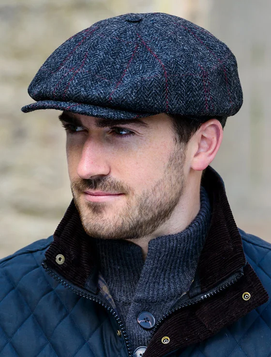 8 PANEL DRIVING CAP - CHARCOAL WITH RED