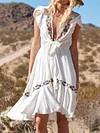 Short Sleeve Embroidered Sexy Bohemia Dresses
