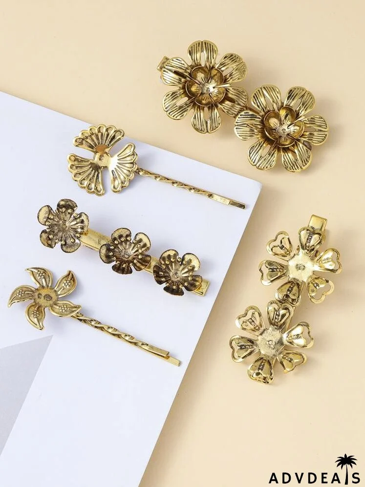 5pcs Flower Decor Hair Clip