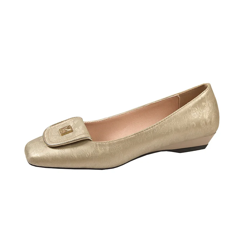 Uveng Uveng Good Wear French Retro Soft Leather Single Shoes Women's New Chinese National Style Square Head Low Heel Flat Shoes With Skirt Shallow Mouth Shoes