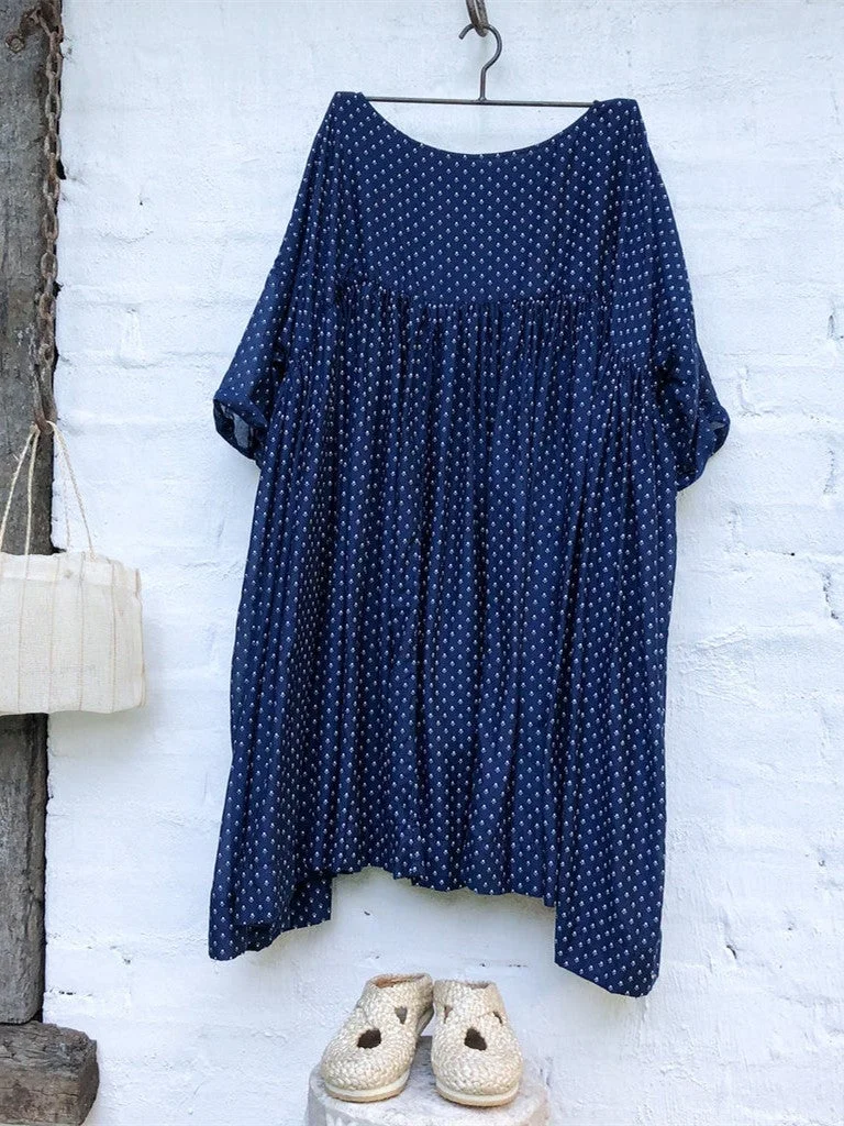 Polka Dots Casual Loose High Waist Linen Dress
